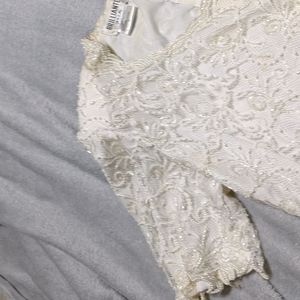 Beaded cream colored fancy top size large